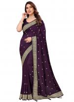 Vichitra Blooming Purple Wedding Wear Zari Work Saree